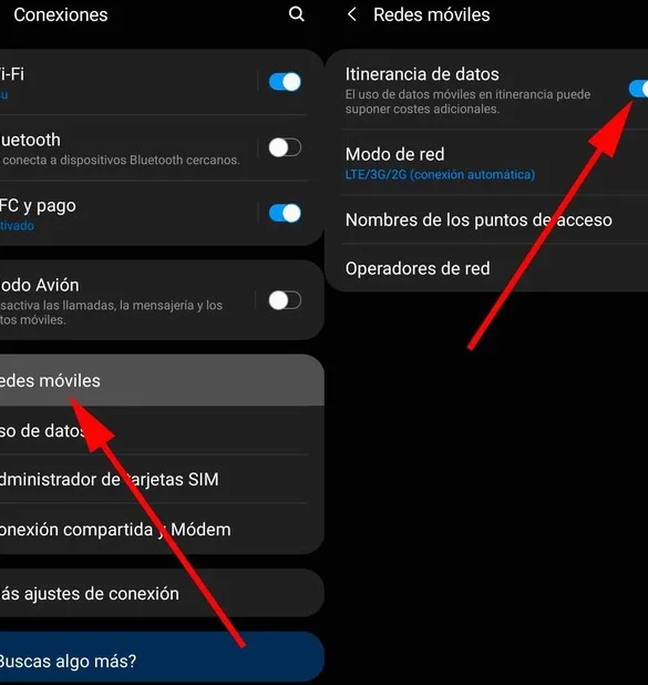 activar roaming en android conectate en el